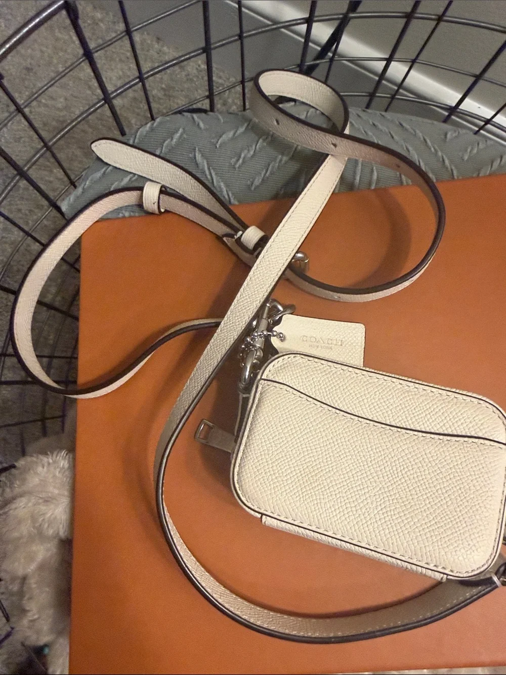Coach Cream Leather Crossbody Bag with Strap